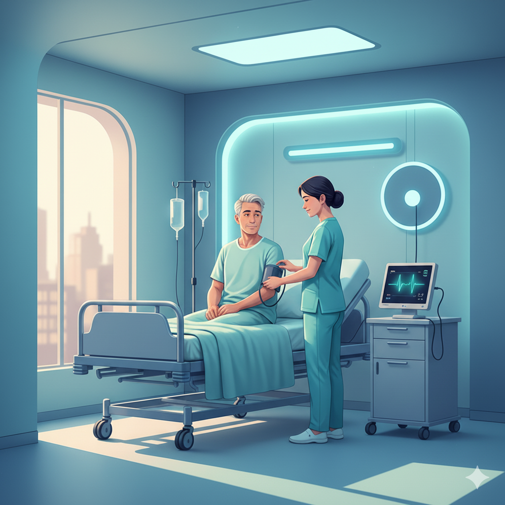 Patient receiving rehabilitation therapy for stroke recovery.